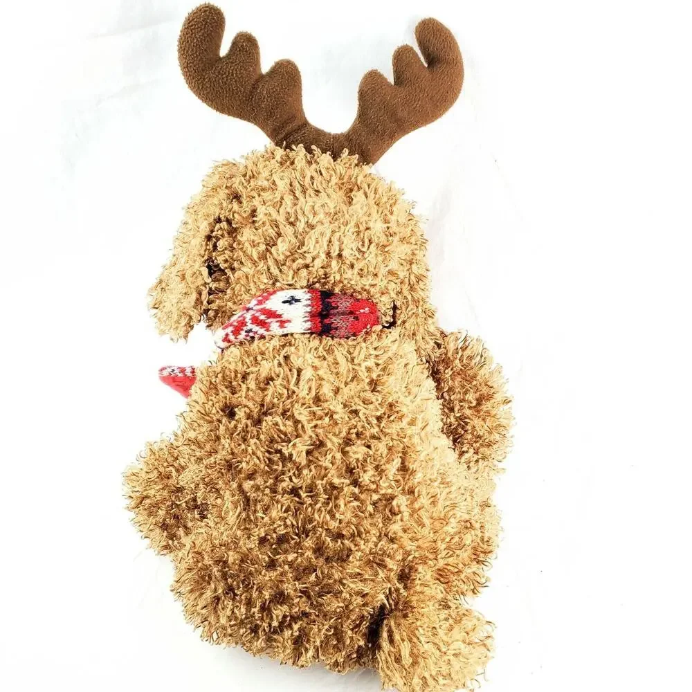 Reindeer Brown Stuffed Plush Red Snowflake Scarf Winter Christmas 17
